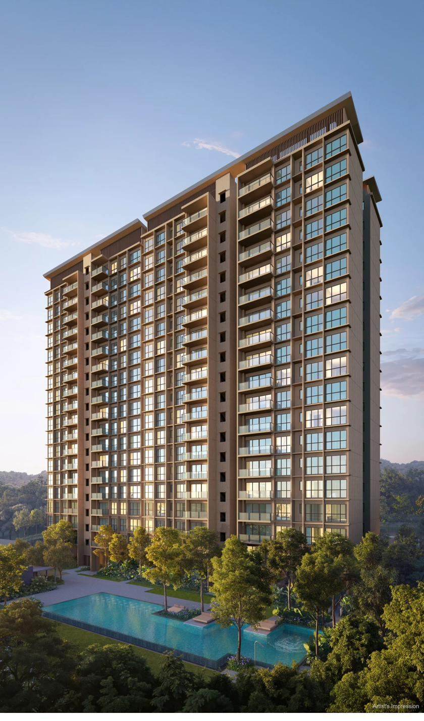 Dunearn House Pinnacle Tower at dusk, Bukit Timah Turf City new launch